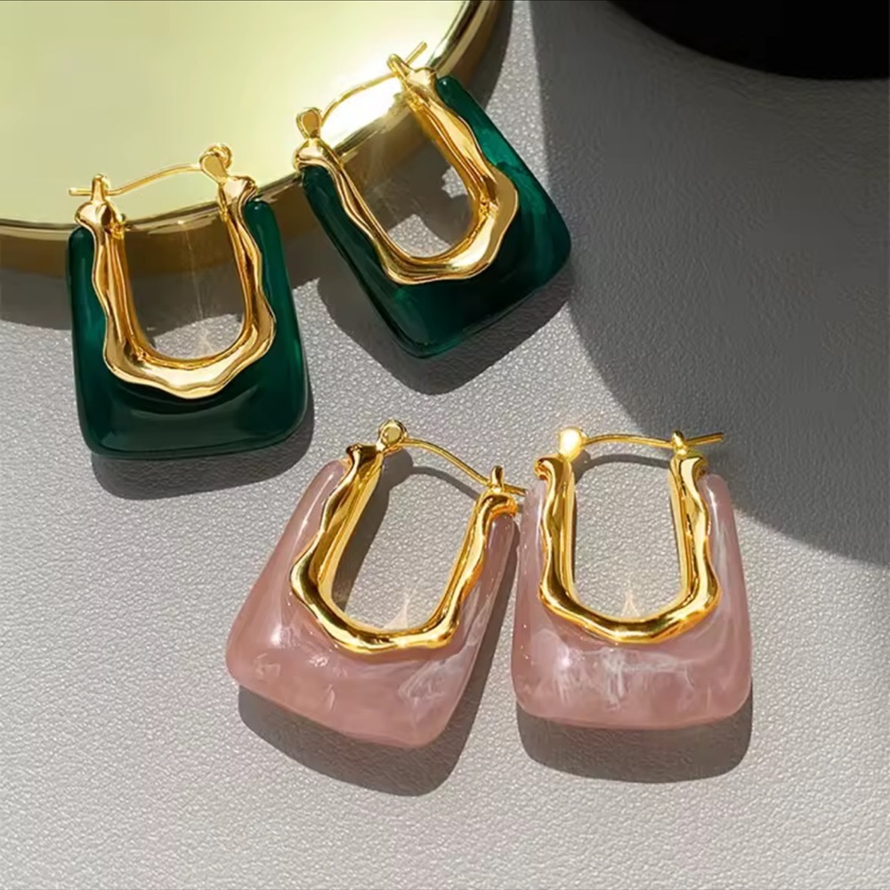 Glossy Pink Hoop Earrings – Everyday Luxury - Picture 2 of 4